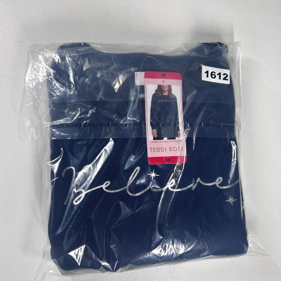 TEDDI ROSE Navy Blue Believe Graphic Sweatshirt Women's Medium NEW - Picture 9 of 10